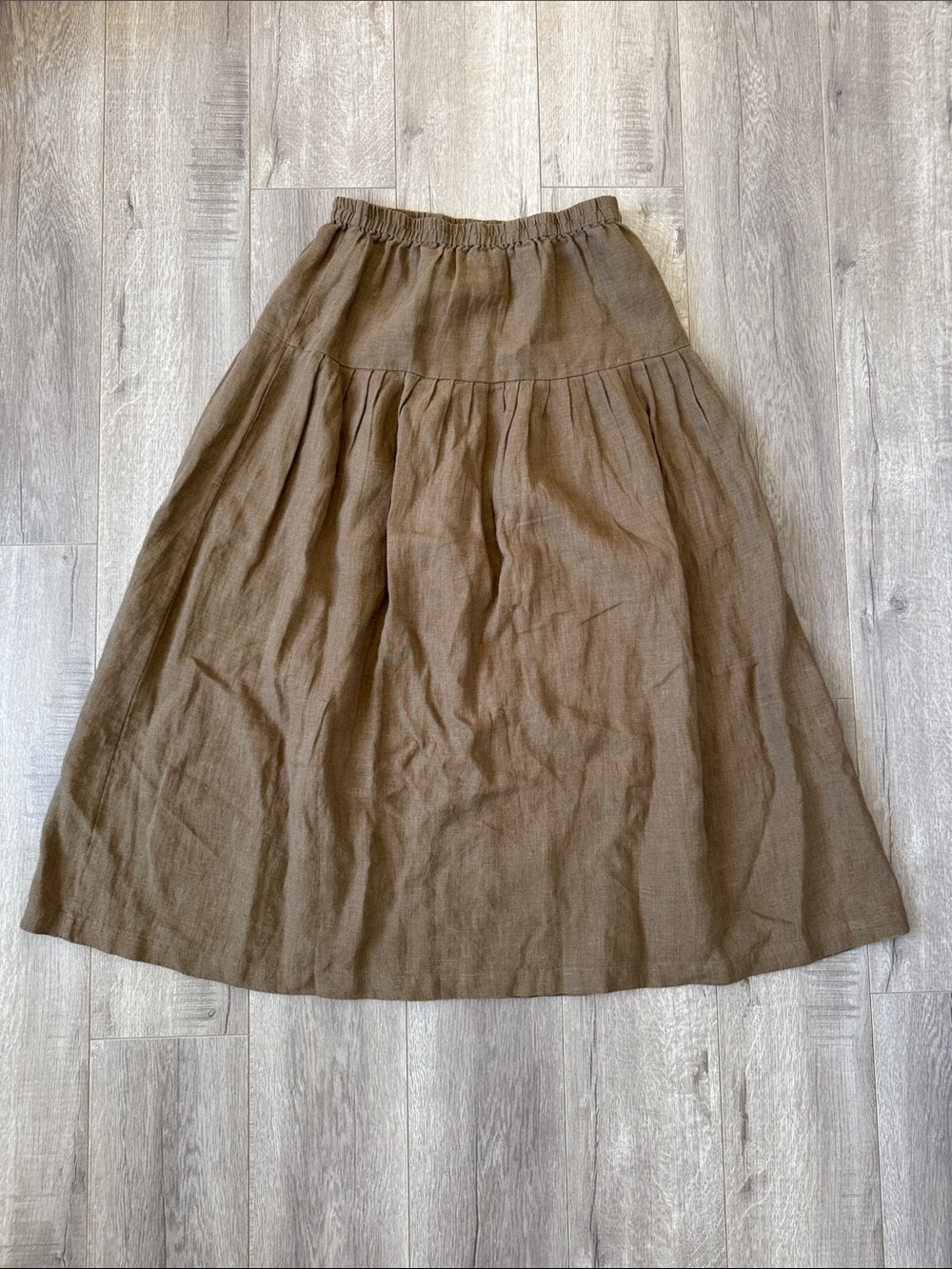 First Rite Lia & Amar 100% Linen Matching Set Brown Tank Top Skirt Size S - Picture 9 of 9